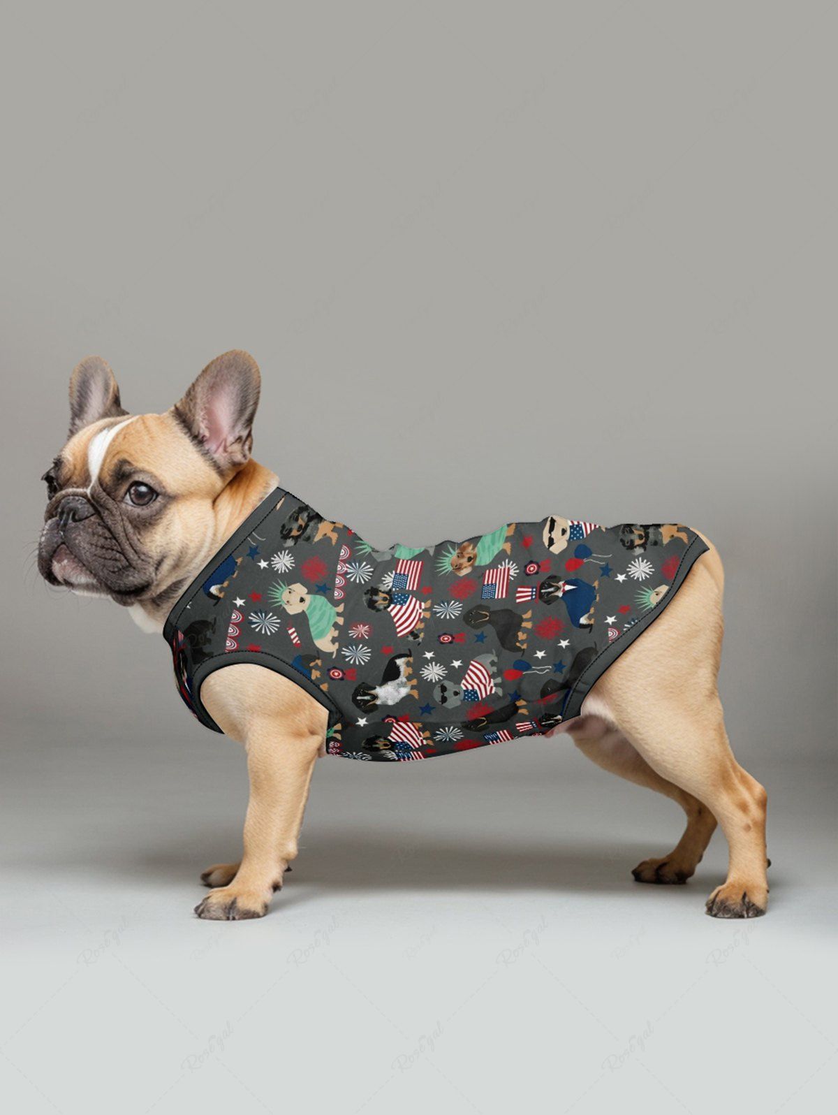 Pet's Patriotic American Flag Dogs Printed Tank Top