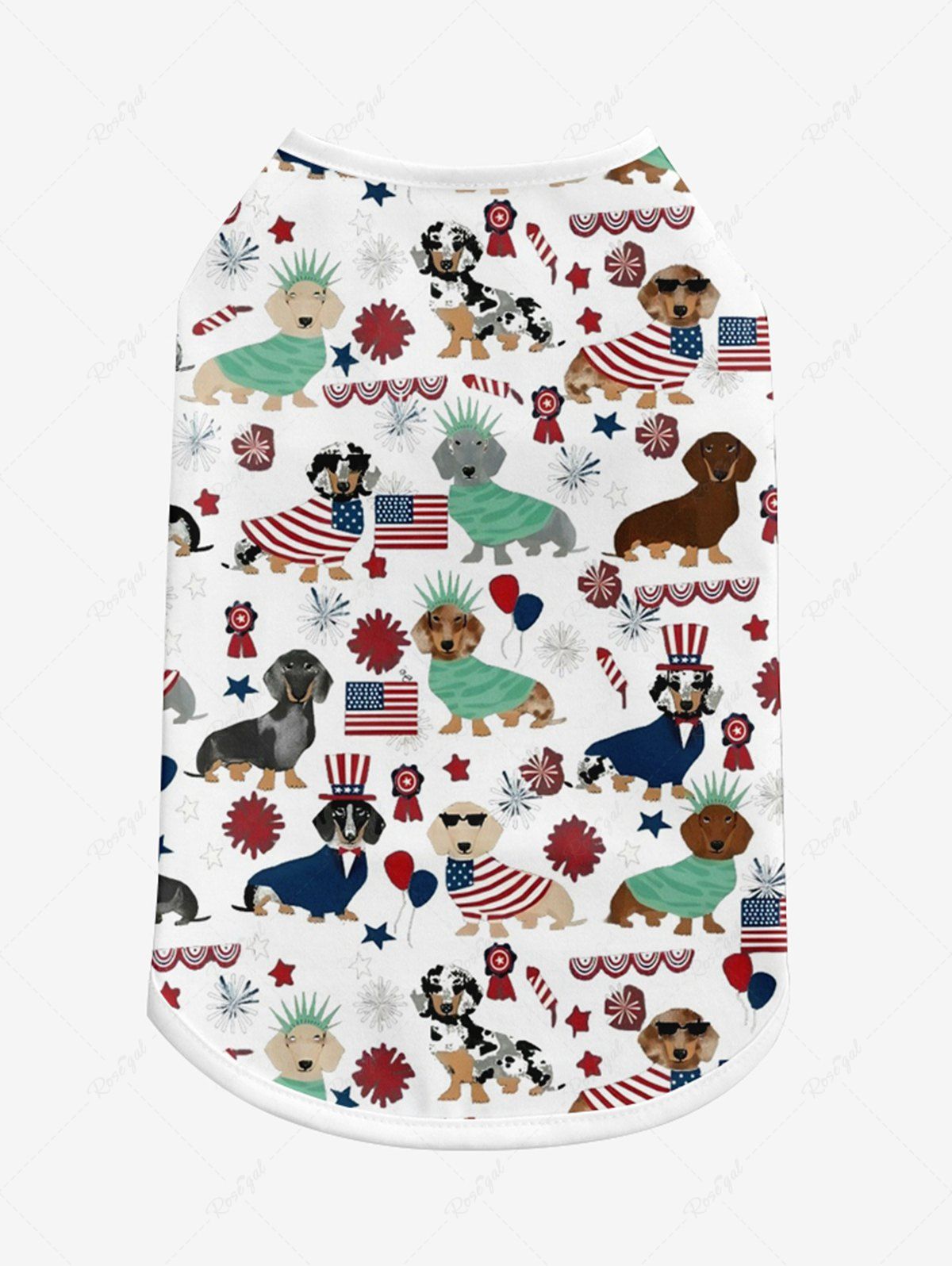 Pet's Patriotic American Flag Dogs Print Tank Top