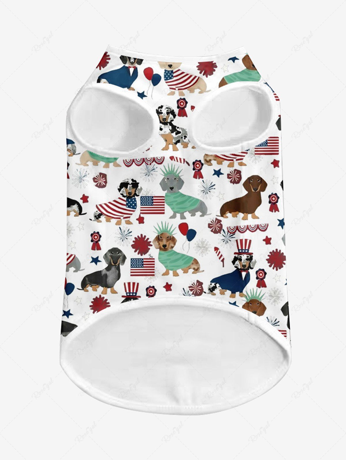 Pet's Patriotic American Flag Dogs Print Tank Top