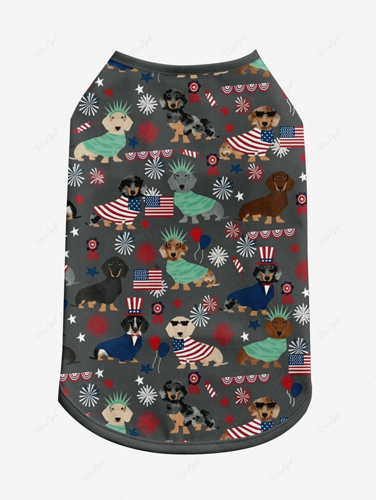 Patriotic American Flag Dogs Print Tank Top and Romper Dog and Owner Matching Outfits