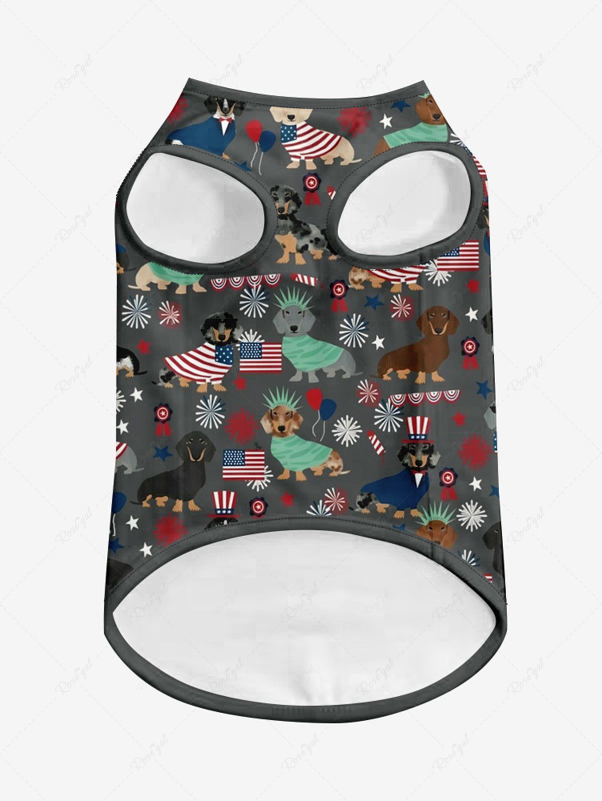 Patriotic American Flag Dogs Print Tank Top and Romper Dog and Owner Matching Outfits