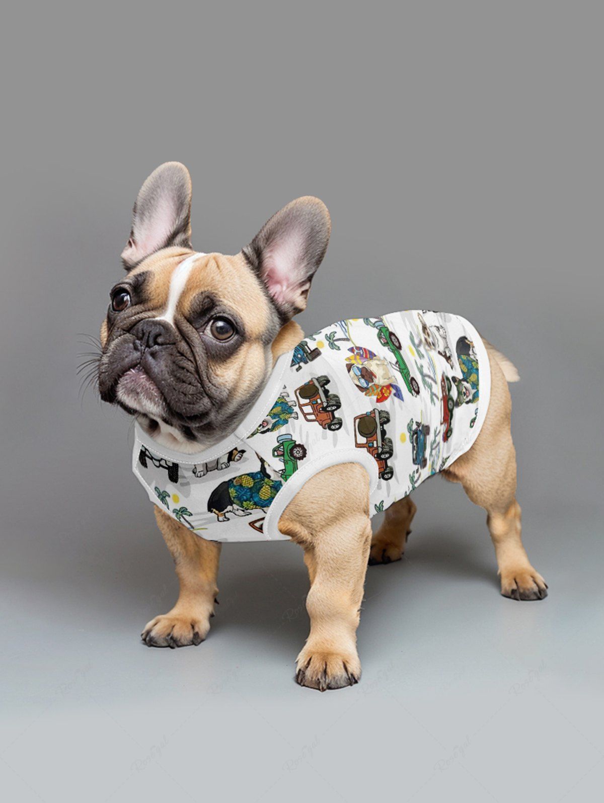 Pet's Coconut Tree Cars Dogs Sea Waves Printed Hawaii Tank Top