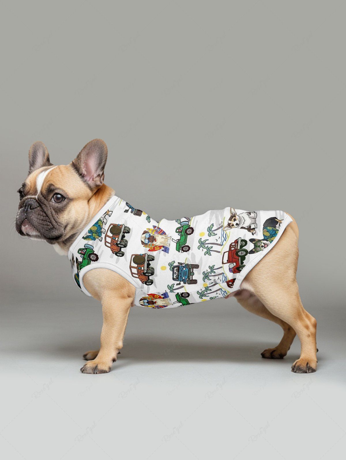 Coconut Tree Cars Dogs Sea Waves Print Hawaii Tank Top and Shirt Dog and Owner Matching Outfits