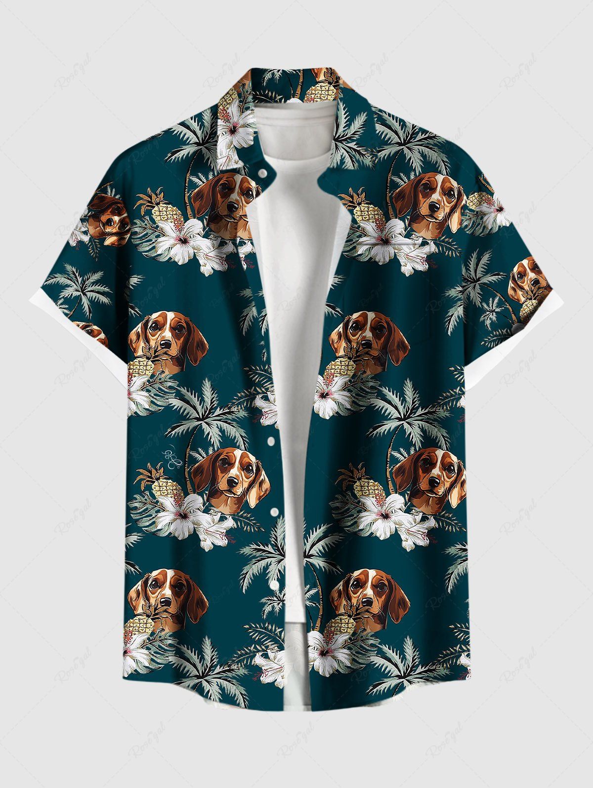 Dogs Flowers Coconut Tree Print Hawaii Tank Top and Shirt Dog and Owner Matching Outfits