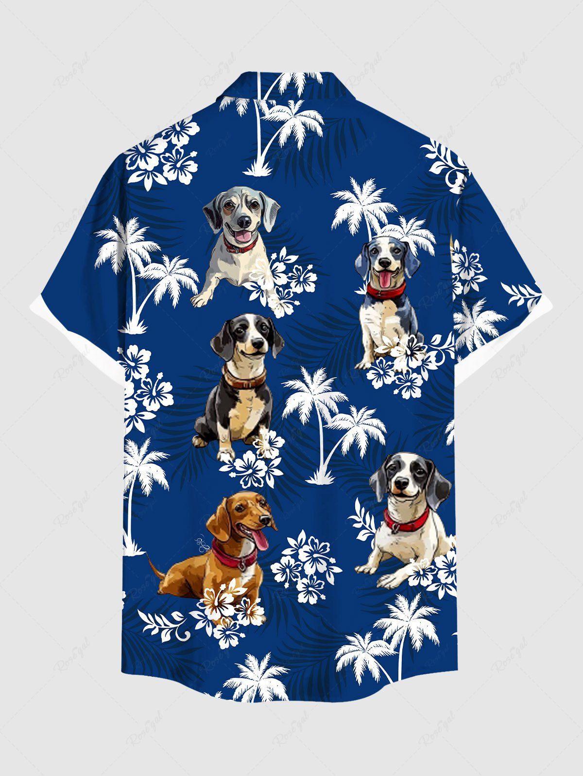 Dogs Coconut Tree Flowers Print Hawaii Shirts Dog and Owner Matching Outfits