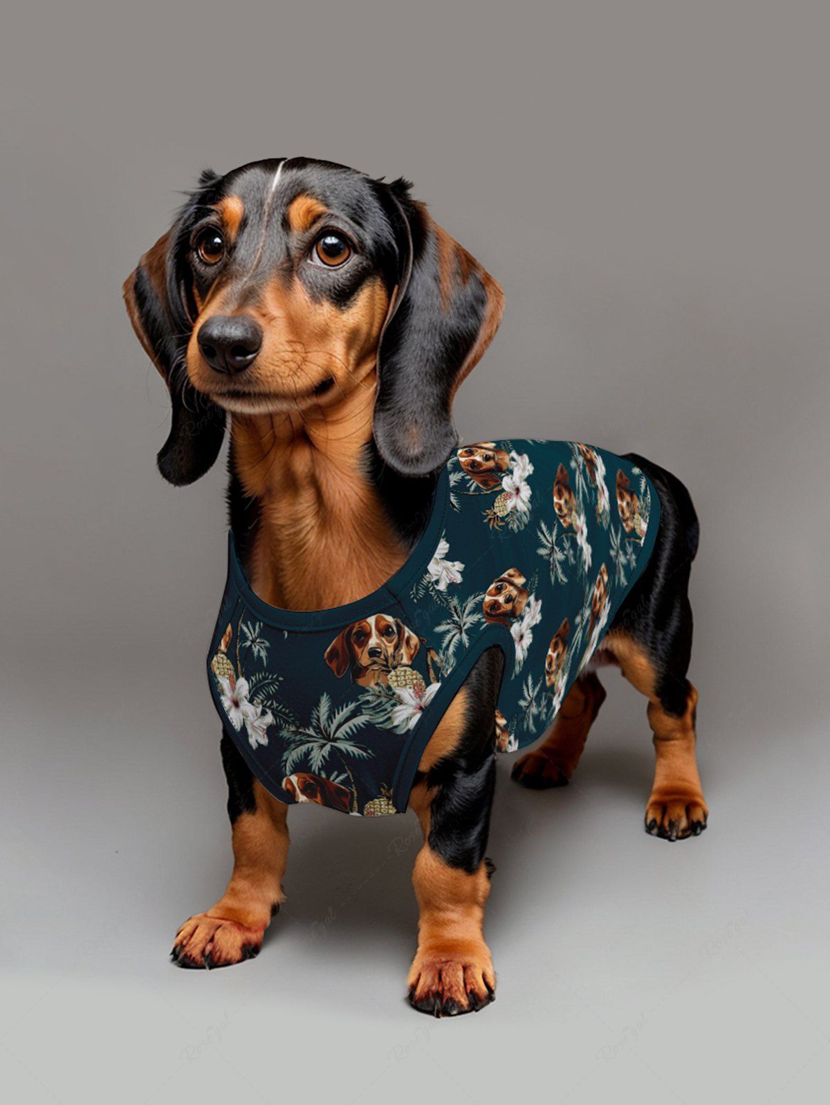Pet's Dogs Flowers Coconut Tree Printed Hawaii Tank Top