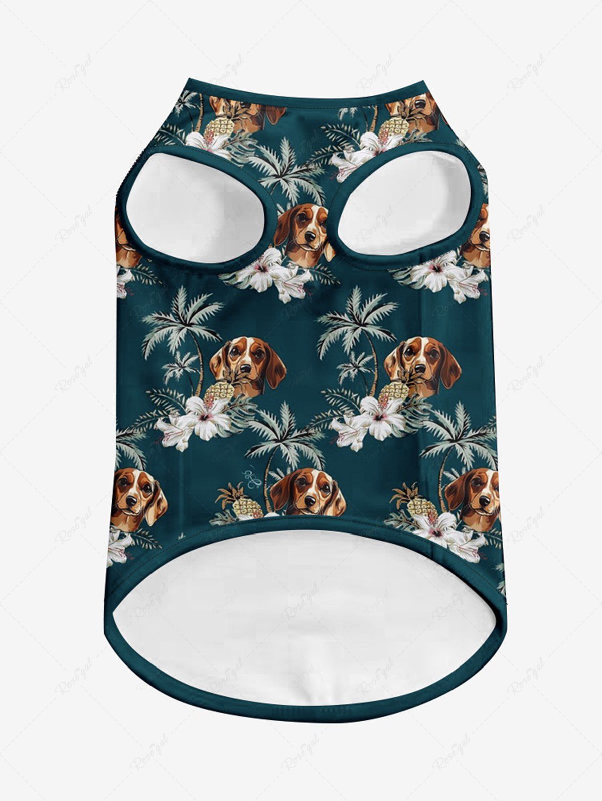 Dogs Flowers Coconut Tree Print Hawaii Tank Top and Shirt Dog and Owner Matching Outfits