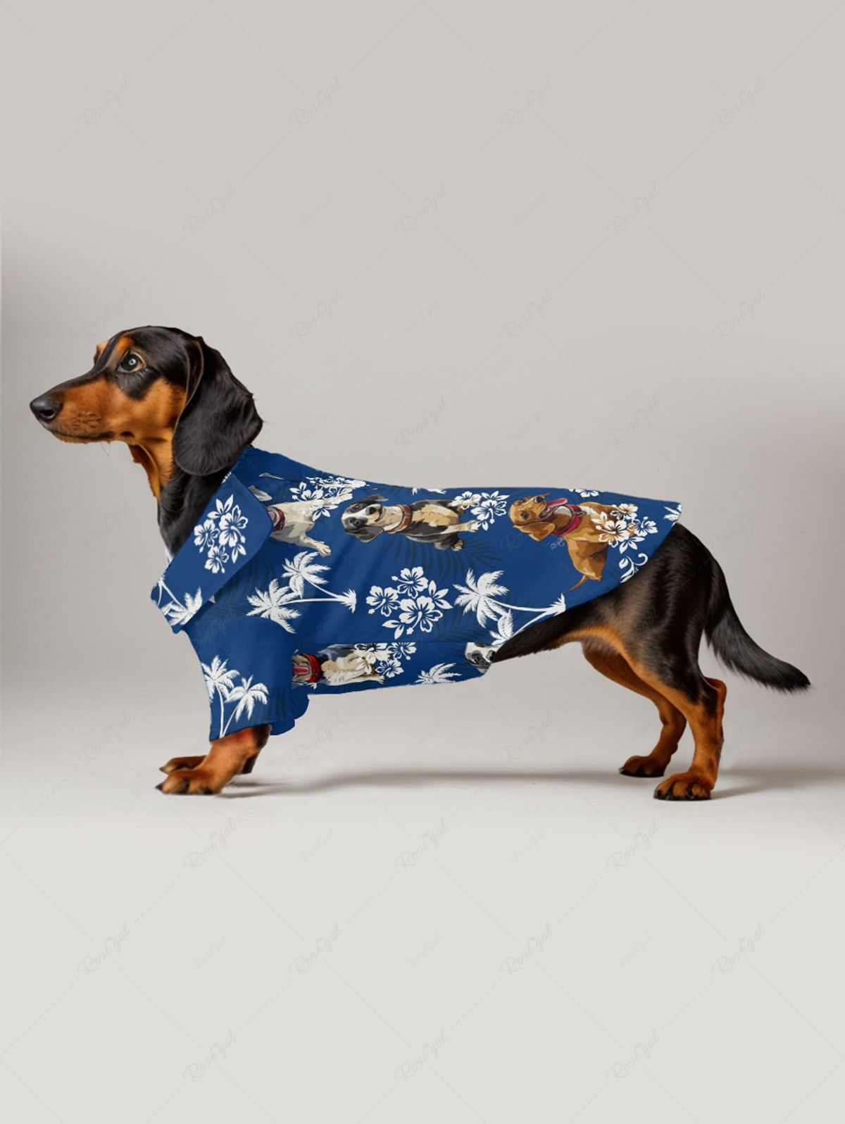 Pet's Dogs Coconut Tree Flowers Printed Hawaii Shirt