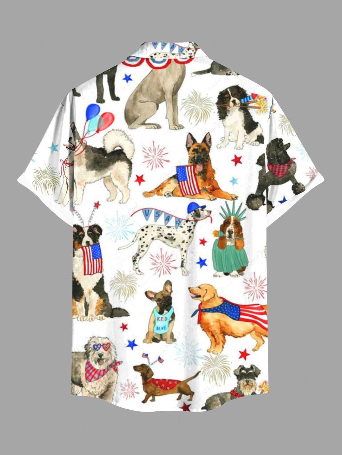 Colorful Puppy Patriotic American Flag Fireworks Print Shirt Dog And Owner Matching Outfits