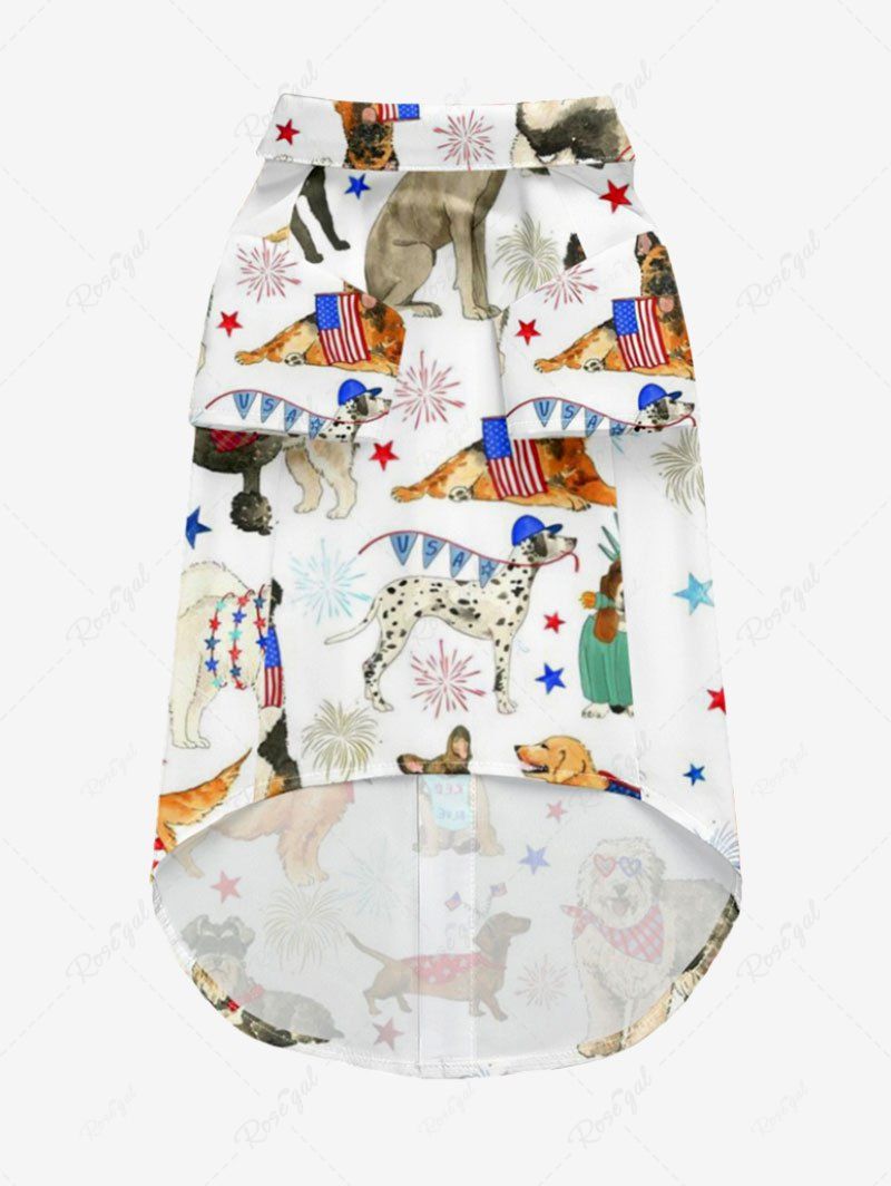 Colorful Puppy Patriotic American Flag Fireworks Print Shirt Dog And Owner Matching Outfits