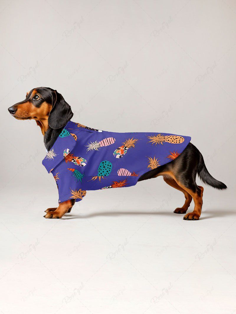 Pet's Colorful Pineapple Printed Hawaii Button Shirt
