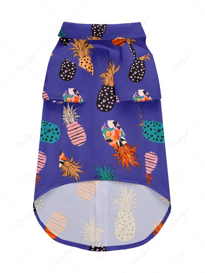 Pet's Colorful Pineapple Printed Hawaii Button Shirt
