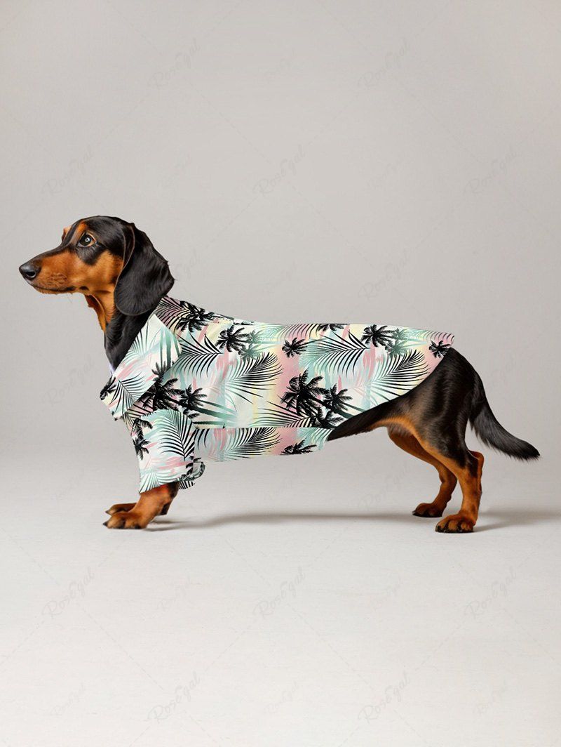 Pet's Tropical Leaf Coconut Tree Printed Hawaii Shirt