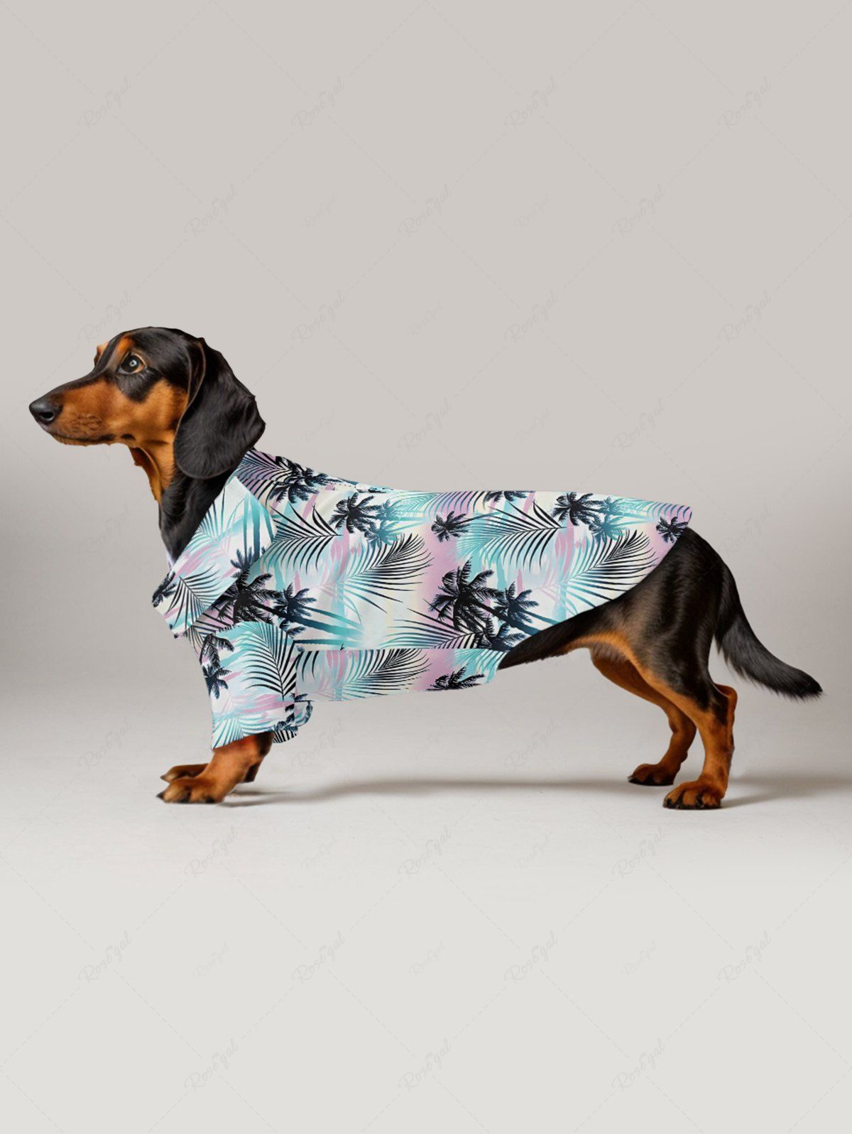 Pet's Tropical Leaf Coconut Tree Print Hawaii Shirt