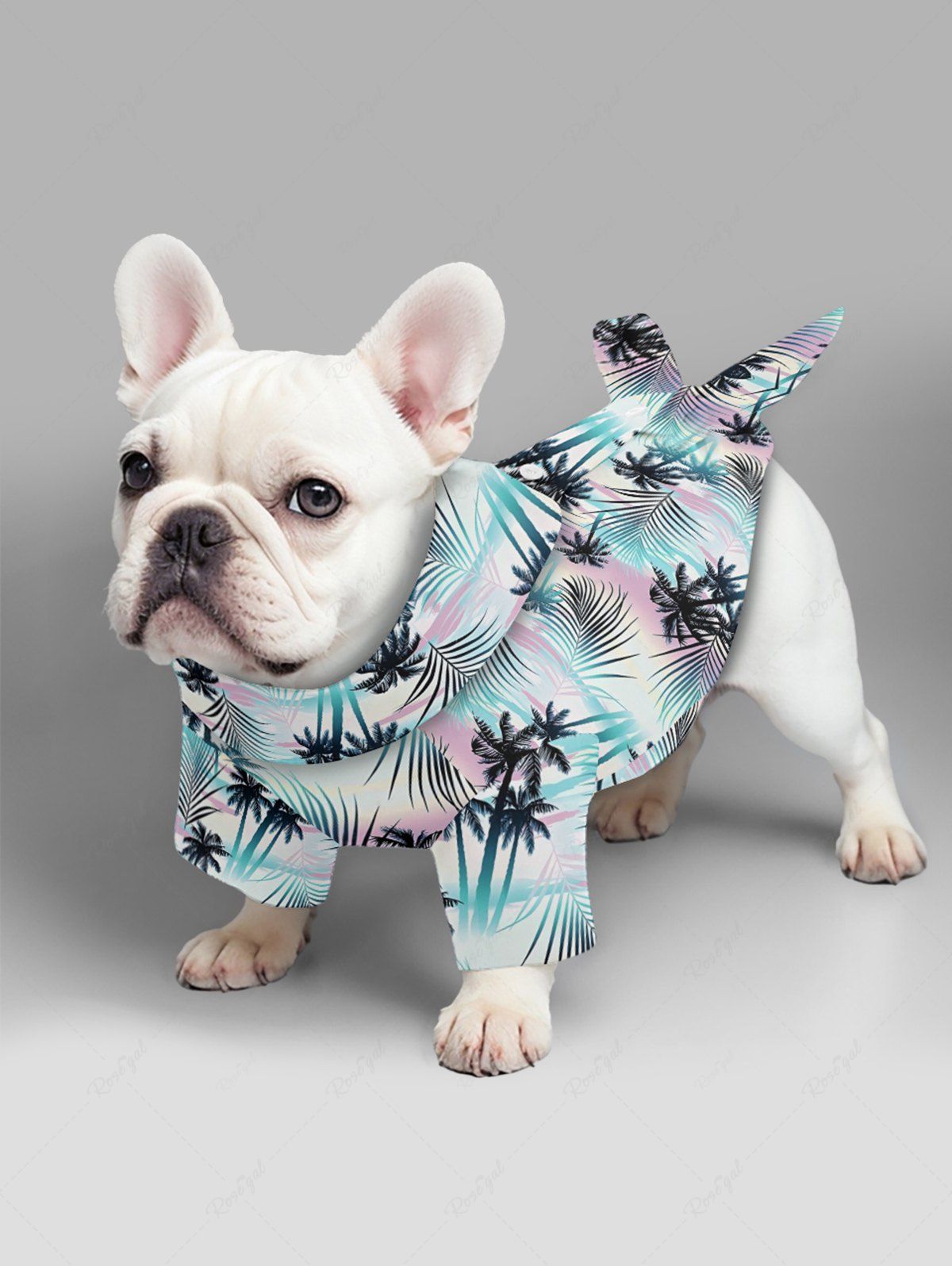 Pet's Tropical Leaf Coconut Tree Print Hawaii Shirt