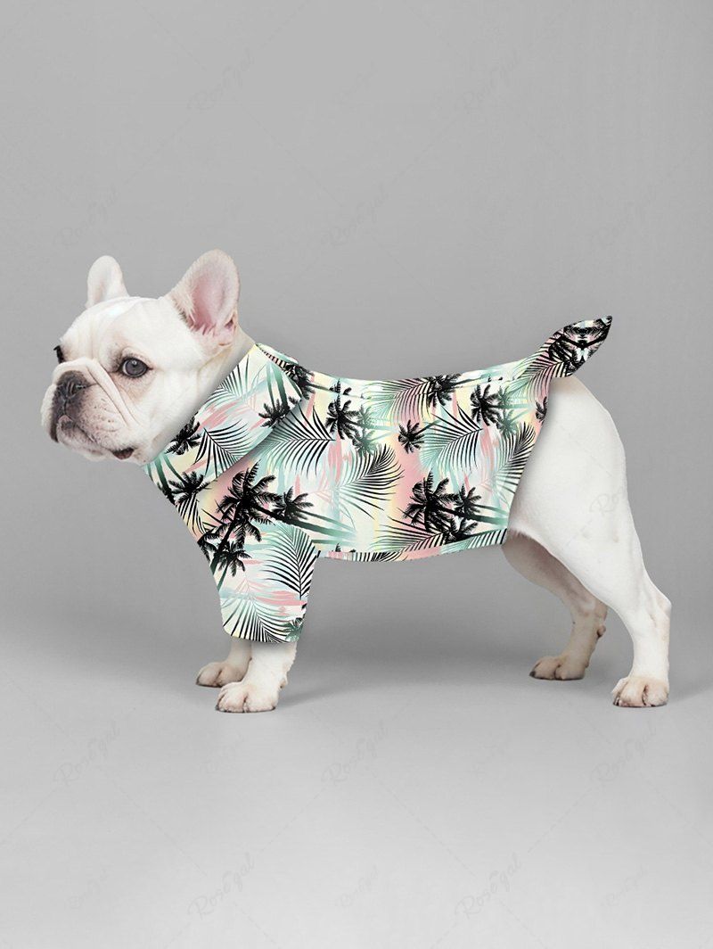 Pet's Tropical Leaf Coconut Tree Printed Hawaii Shirt