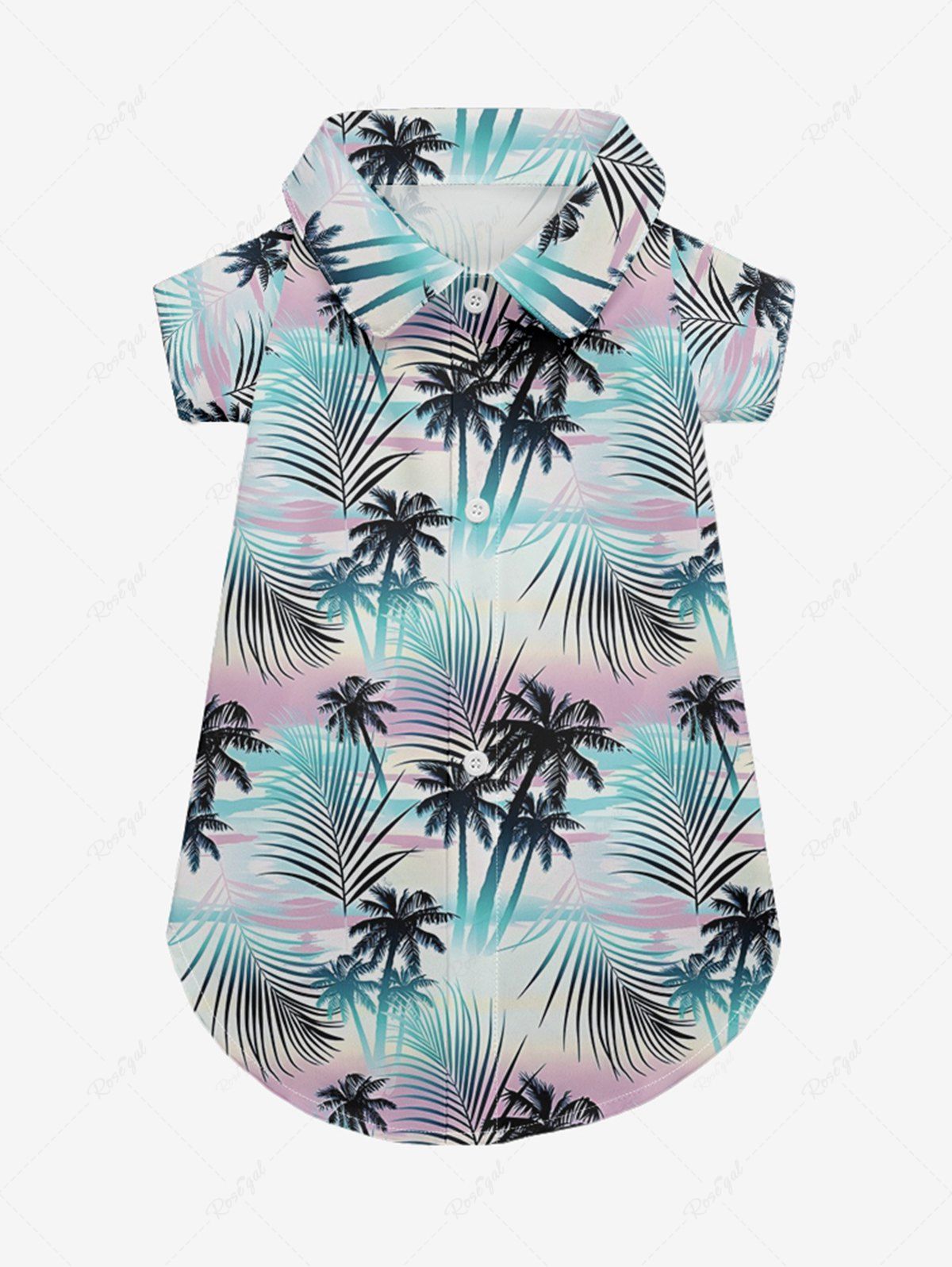Pet's Tropical Leaf Coconut Tree Print Hawaii Shirt