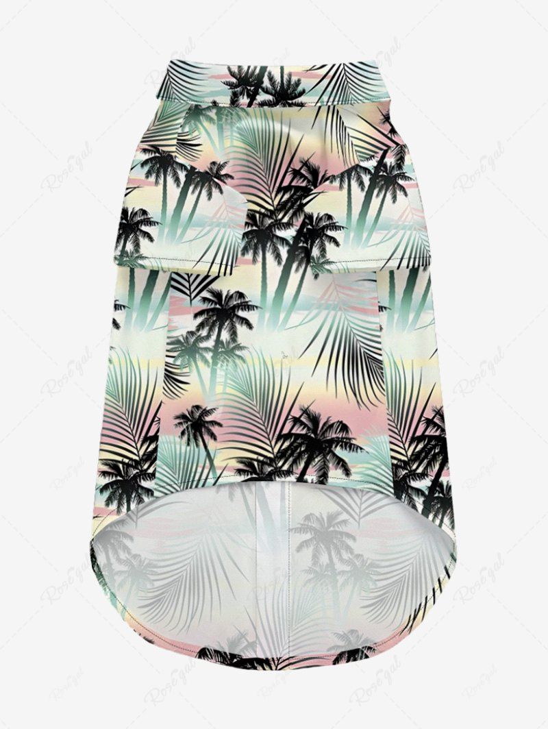 Pet's Tropical Leaf Coconut Tree Printed Hawaii Shirt