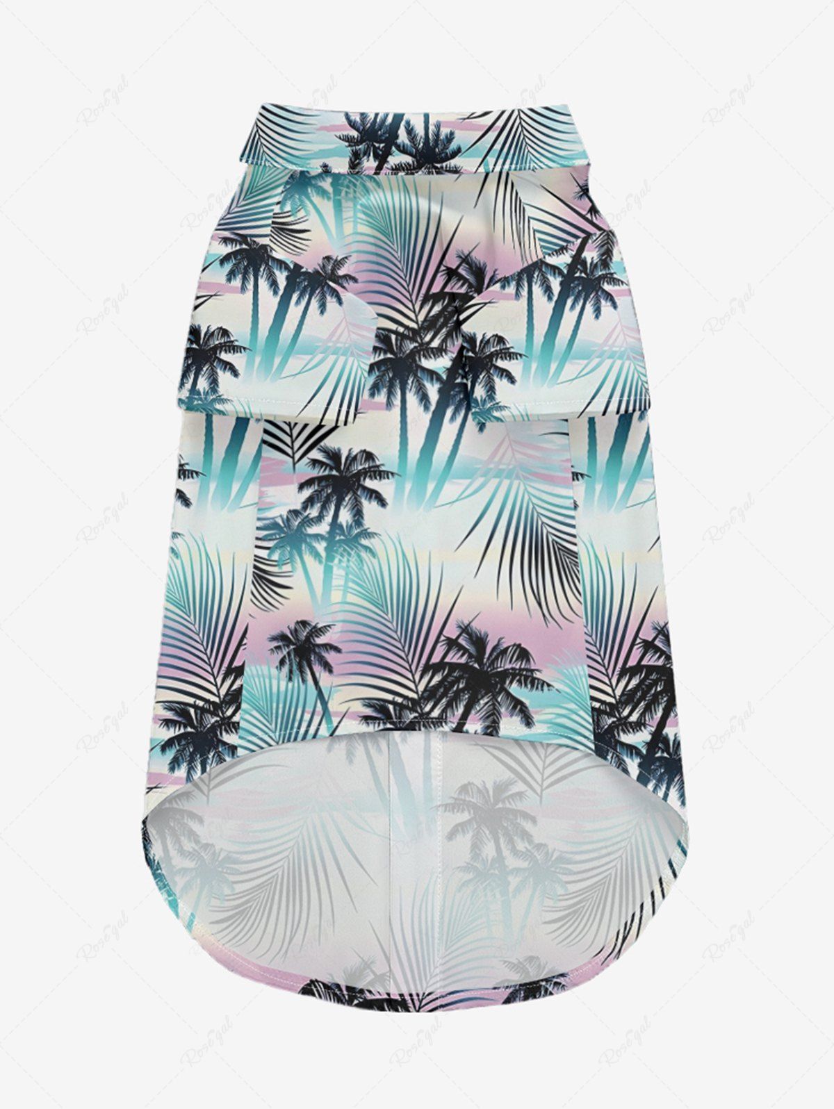 Pet's Tropical Leaf Coconut Tree Print Hawaii Shirt