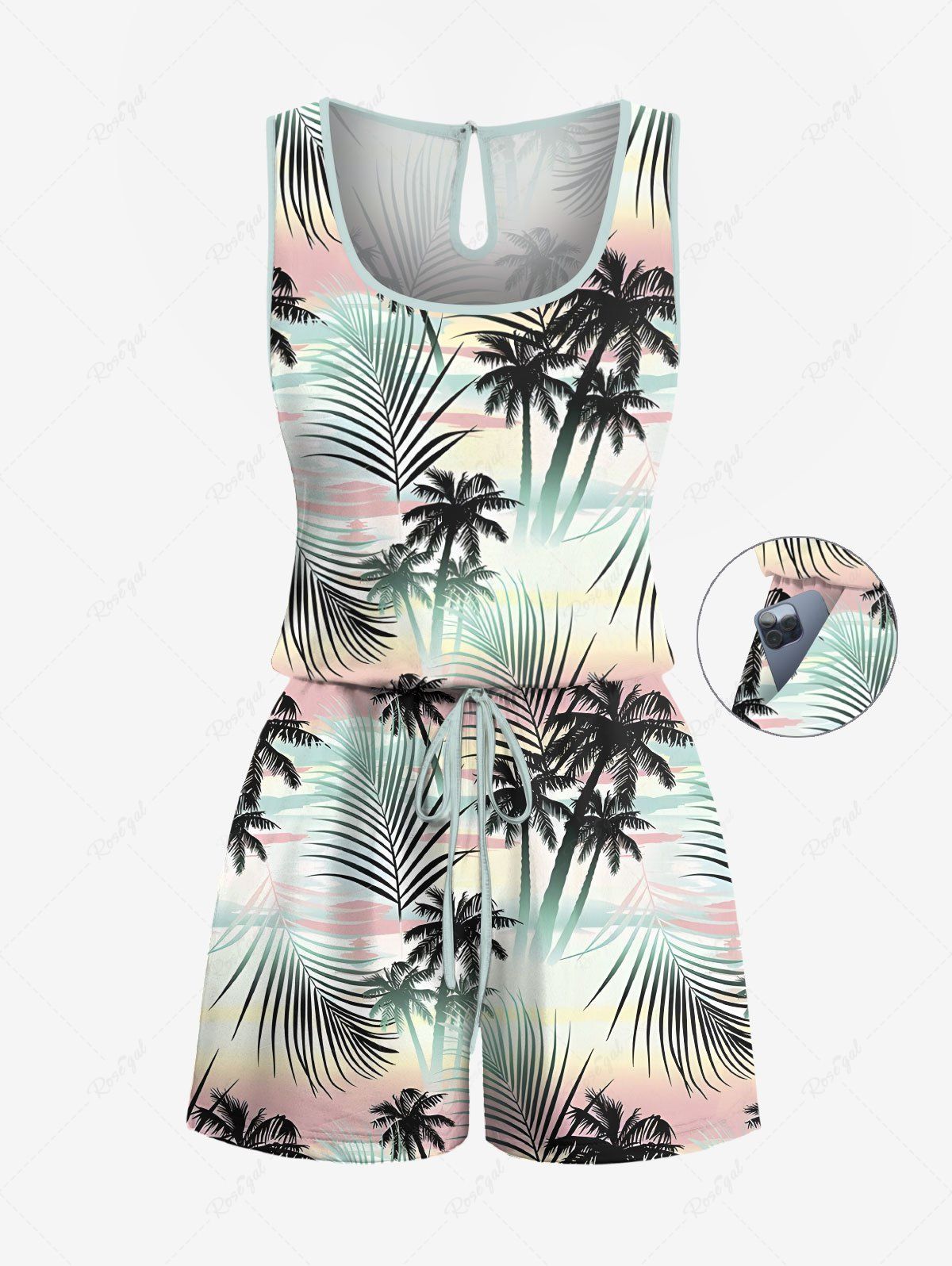 Tropical Leaf Coconut Tree Print Hawaii Shirt and Romper Dog and Owner Matching Outfits