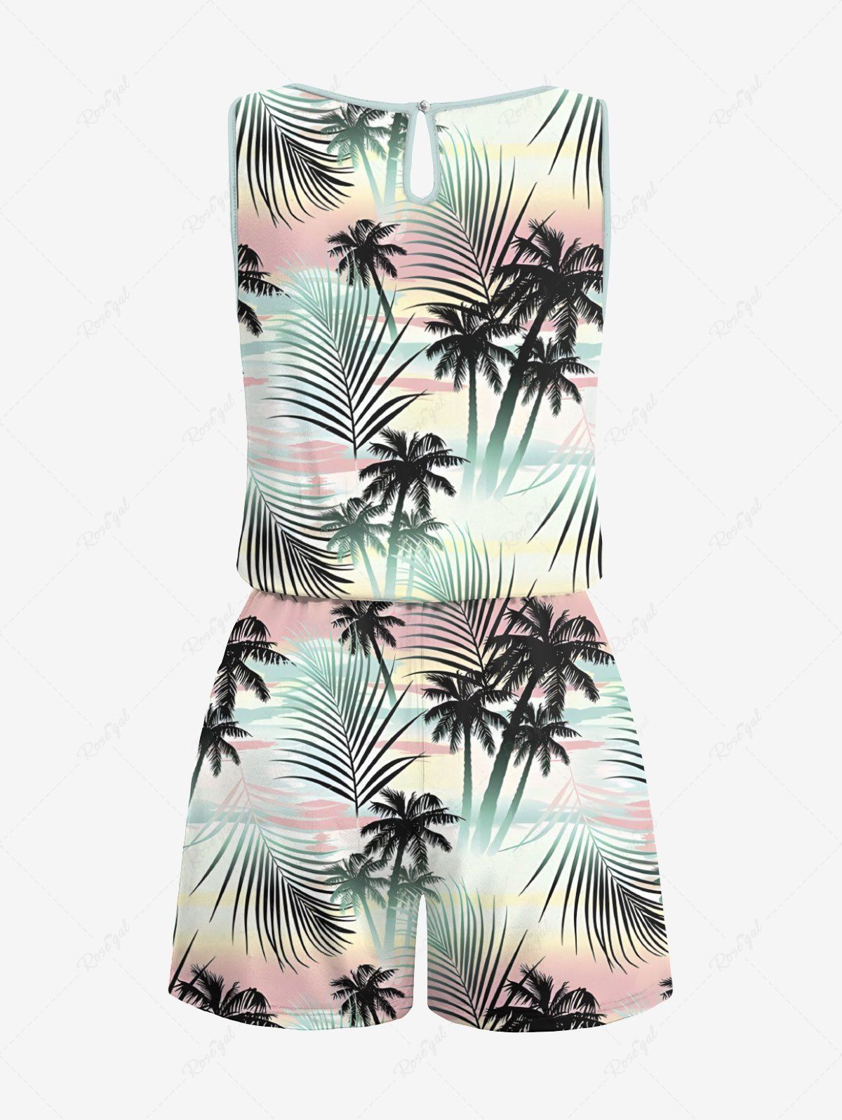 Tropical Leaf Coconut Tree Print Hawaii Shirt and Romper Dog and Owner Matching Outfits