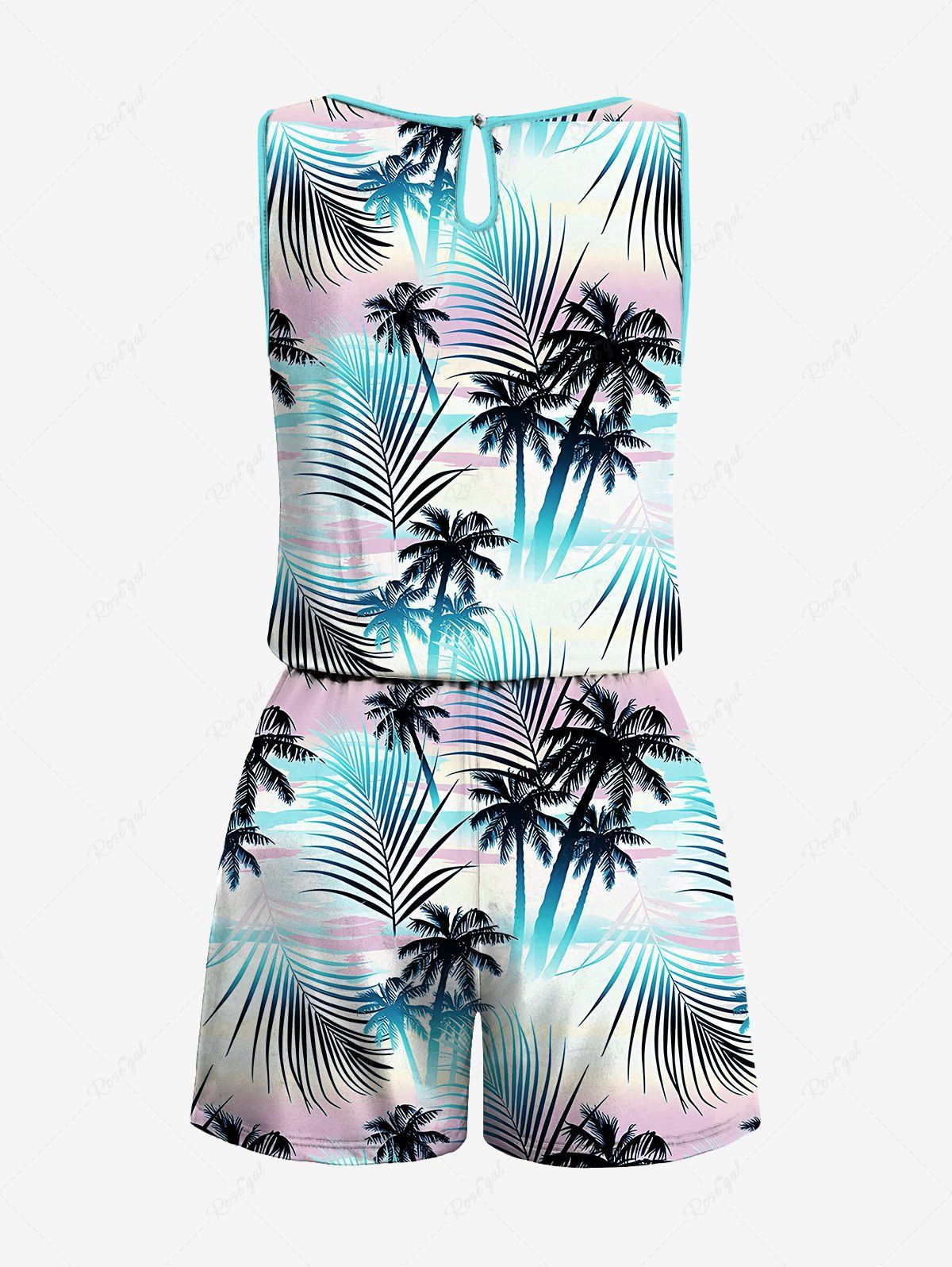 Tropical Leaf Coconut Tree Print Hawaii Shirt and Romper Dog and Owner Matching Outfits