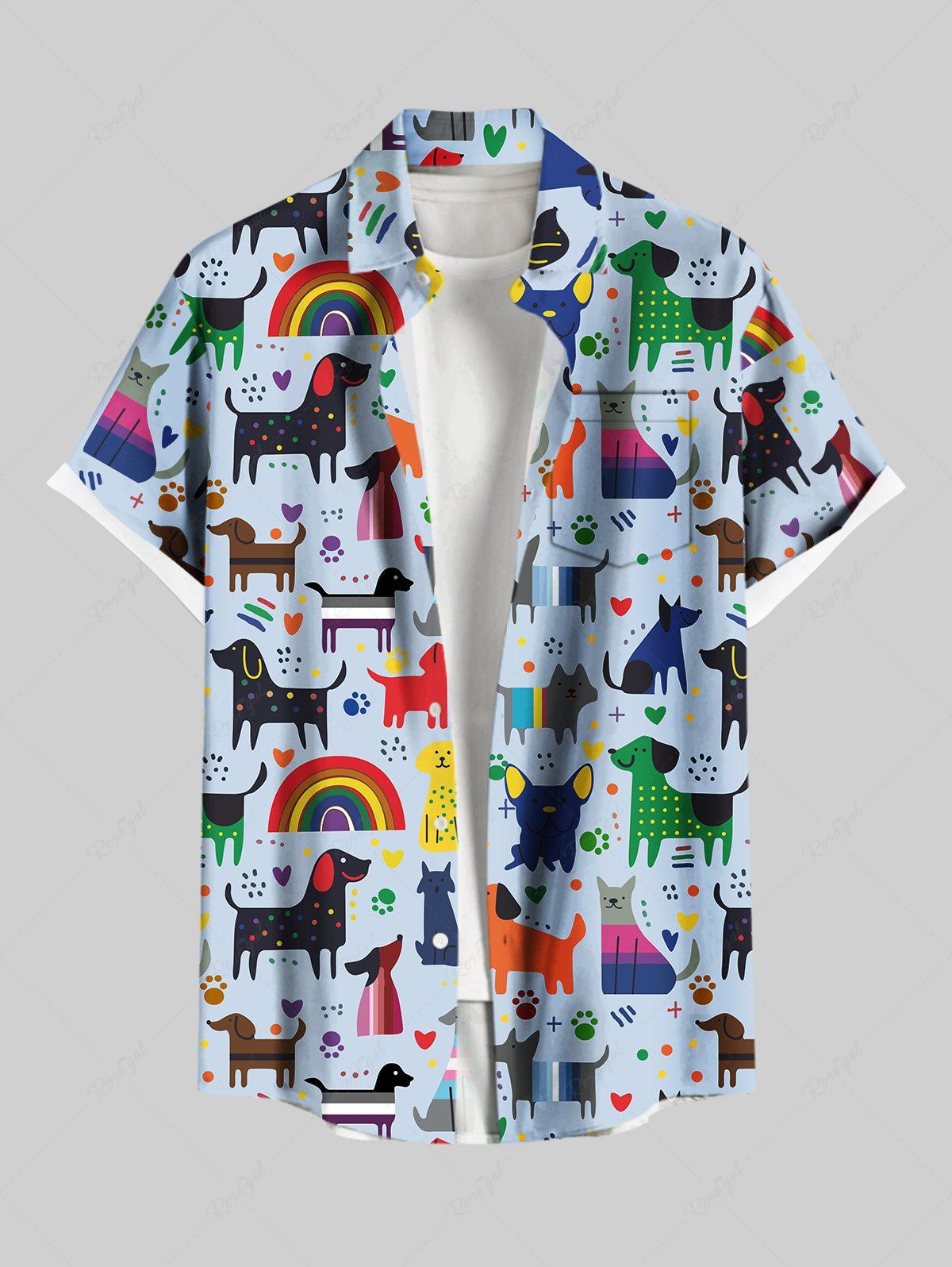 Colorful Dogs Rainbow Heart Foot Print Shirts Dog and Owner Matching Outfits