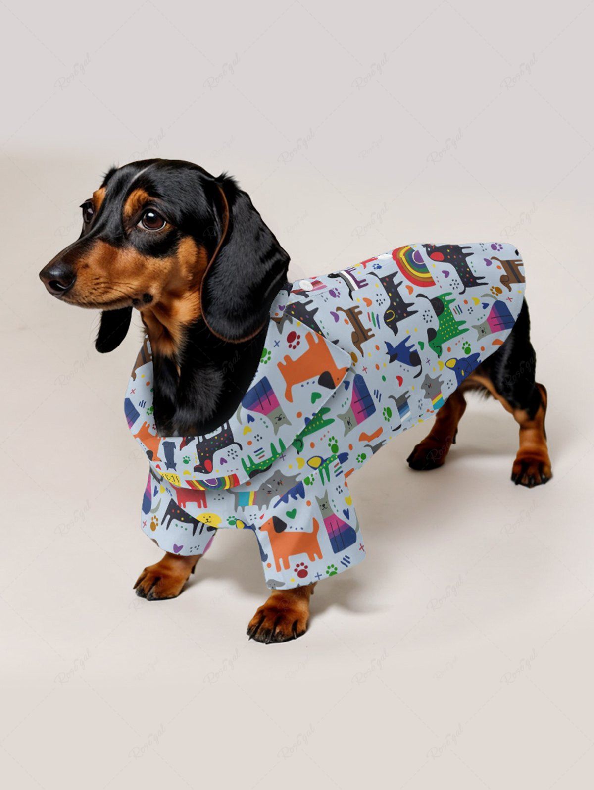 Colorful Dogs Rainbow Heart Foot Print Shirts Dog and Owner Matching Outfits
