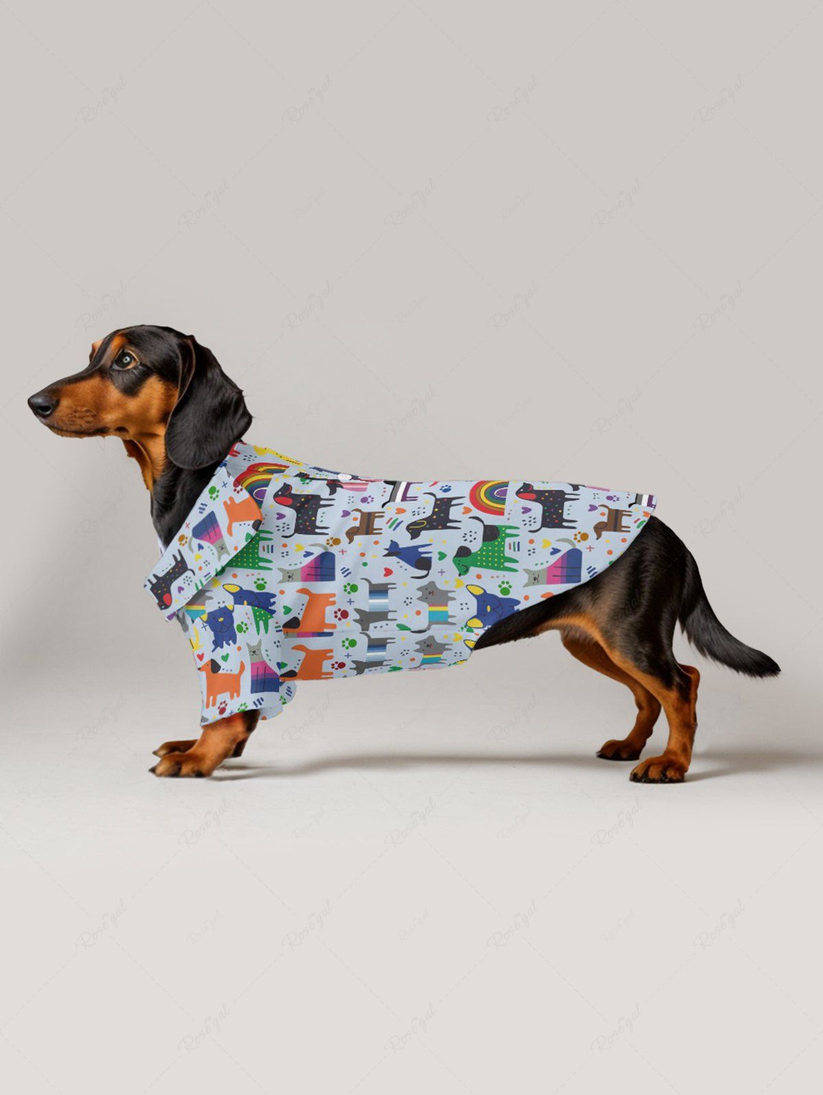 Colorful Dogs Rainbow Heart Foot Print Shirts Dog and Owner Matching Outfits