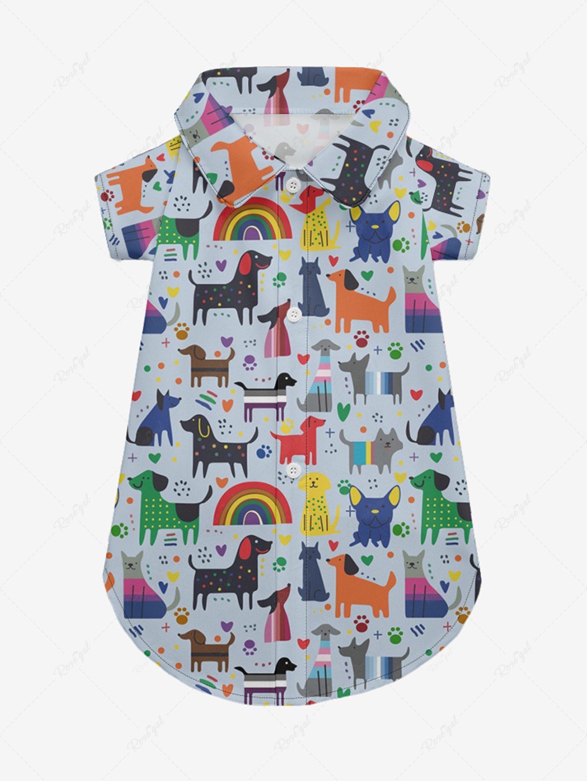 Colorful Dogs Rainbow Heart Foot Print Shirts Dog and Owner Matching Outfits