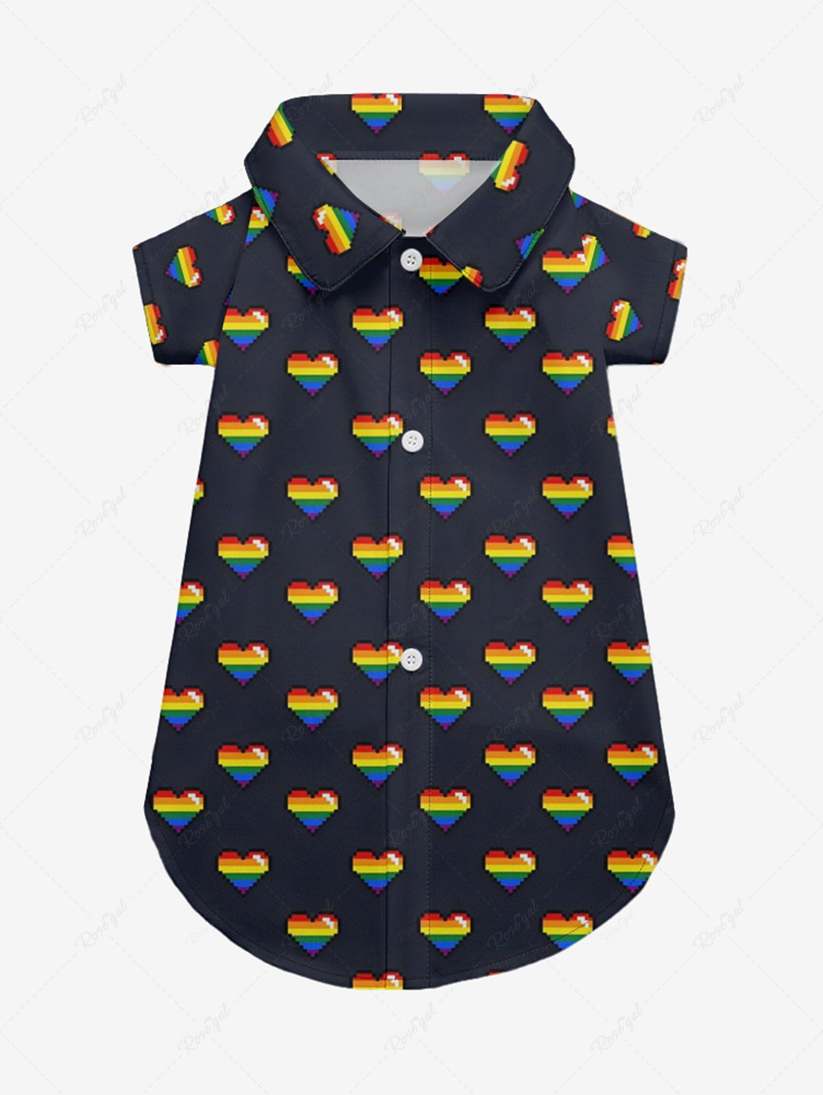Pet's Rainbow Heart Printed Shirt