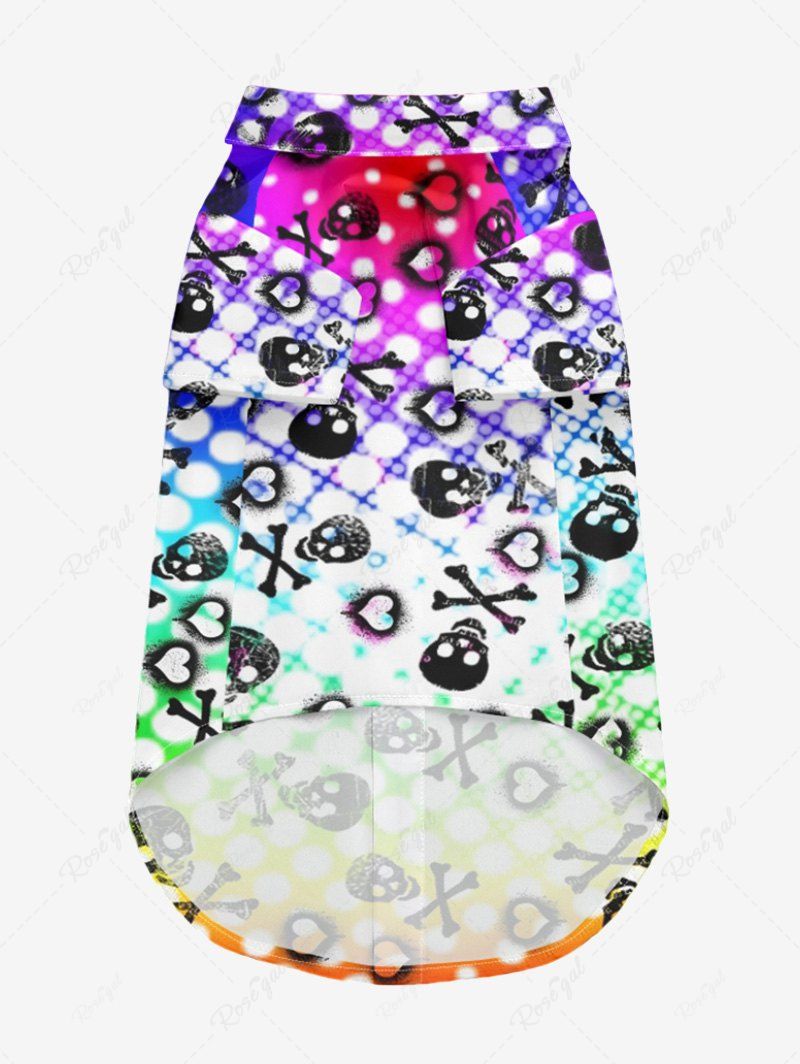 Skull Bone Heart Ombre Plaid Printed Hawaii Shirt Shorts Dog And Owner Matching Outfits