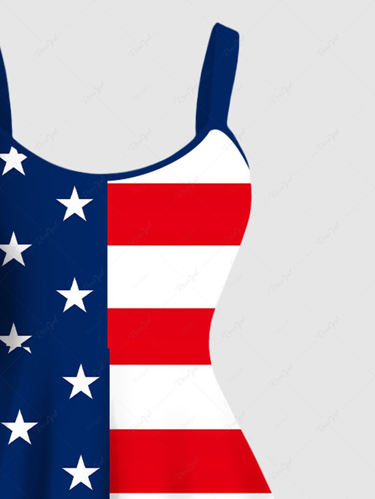 Plus Size Patriotic American Flag Print A Line Tank Dress