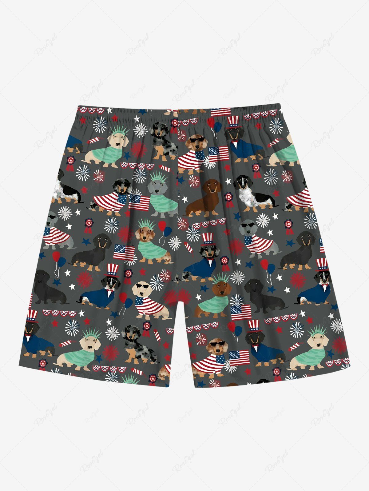 Patriotic American Flag Dogs Star Snowflake Print Shirt and Beach Shorts Dog and Owner Matching Outfits