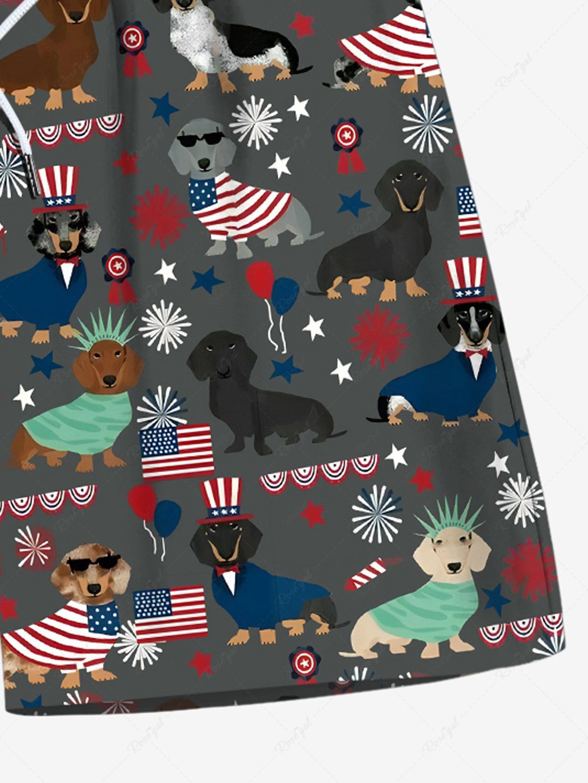 Plus Size Patriotic American Flag Dogs Star Print Beach Shorts For Men