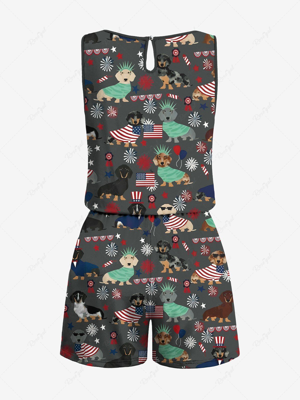 Patriotic American Flag Dogs Print Tank Top and Romper Dog and Owner Matching Outfits