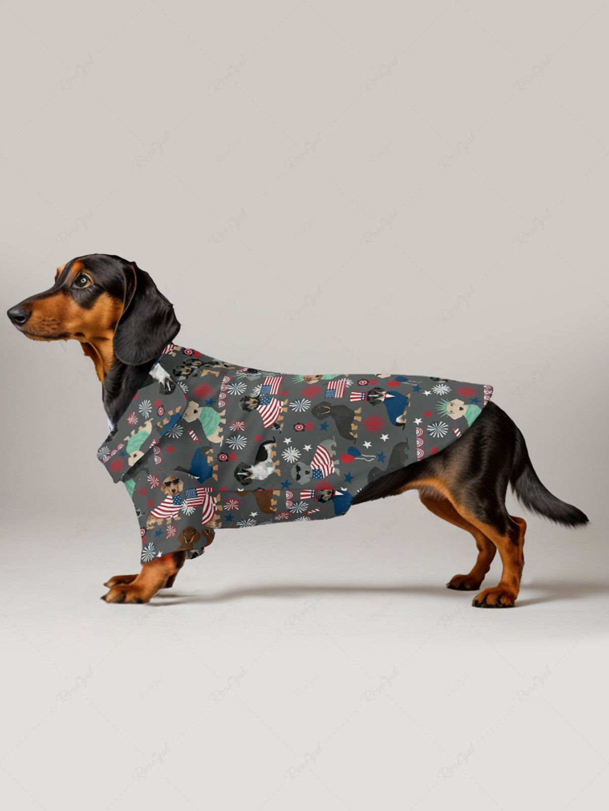 Patriotic American Flag Dogs Star Snowflake Print Shirt and Beach Shorts Dog and Owner Matching Outfits