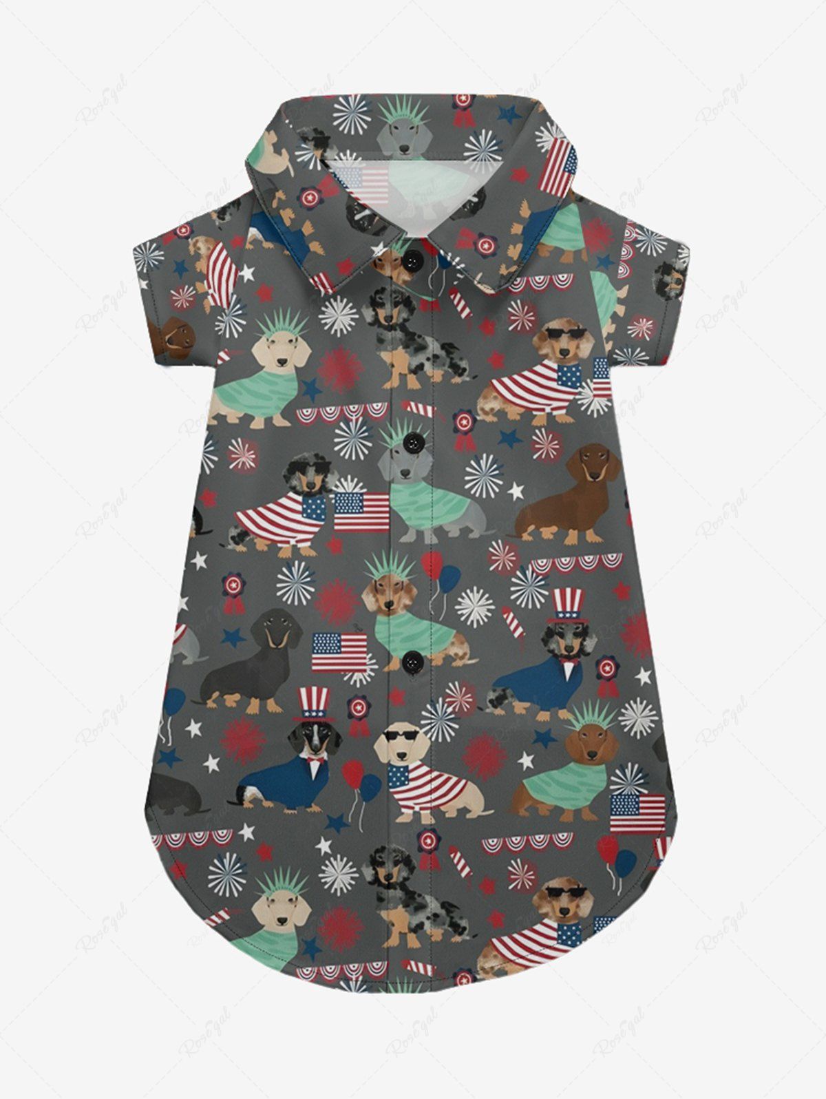 Patriotic American Flag Dogs Star Snowflake Print Shirt and Beach Shorts Dog and Owner Matching Outfits