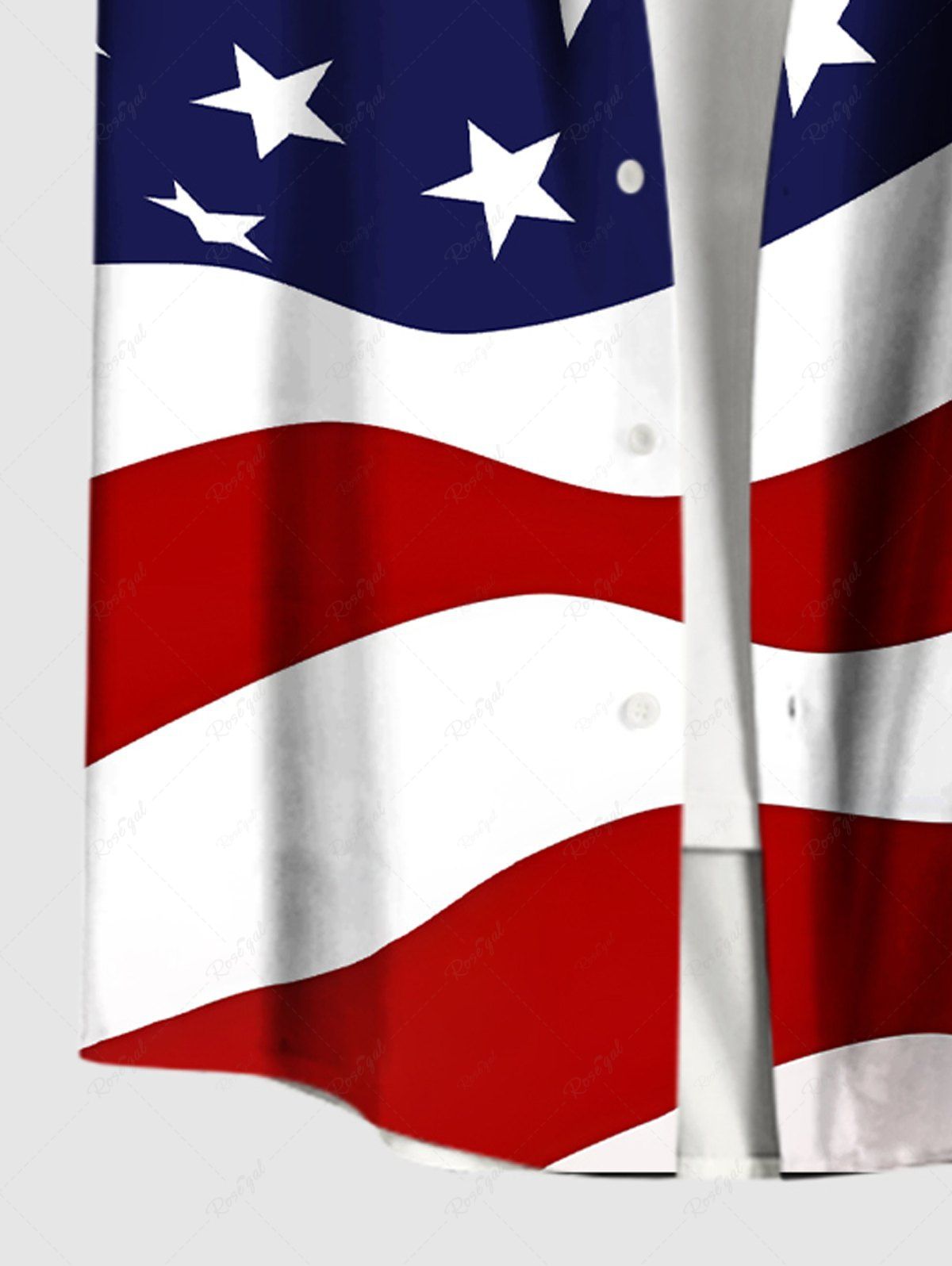 Plus Size Patriotic American Flag Print Buttons Pocket Shirt For Men