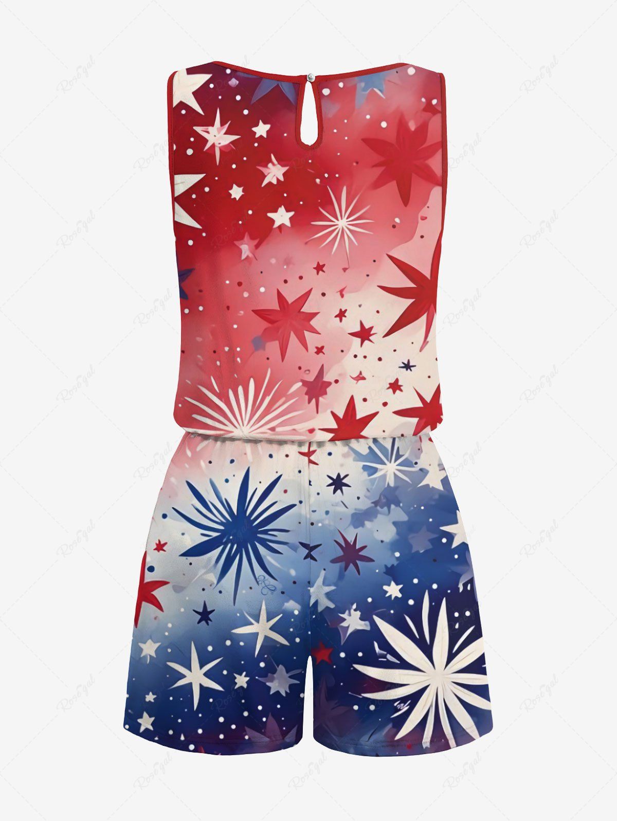 Tie Dye Ombre Patriotic American Flag Fireworks Printed Shirt Romper Dog And Owner Matching Outfits