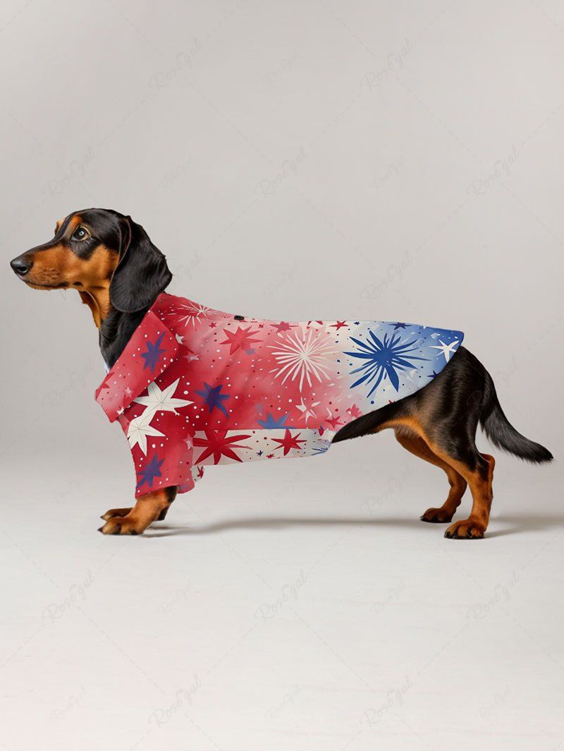 Tie Dye Ombre Patriotic American Flag Fireworks Printed Shirt Romper Dog And Owner Matching Outfits