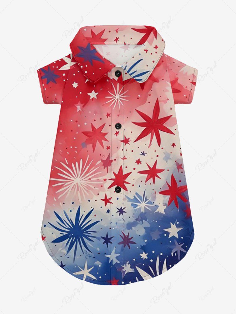 Tie Dye Ombre Patriotic American Flag Fireworks Printed Shirt Romper Dog And Owner Matching Outfits