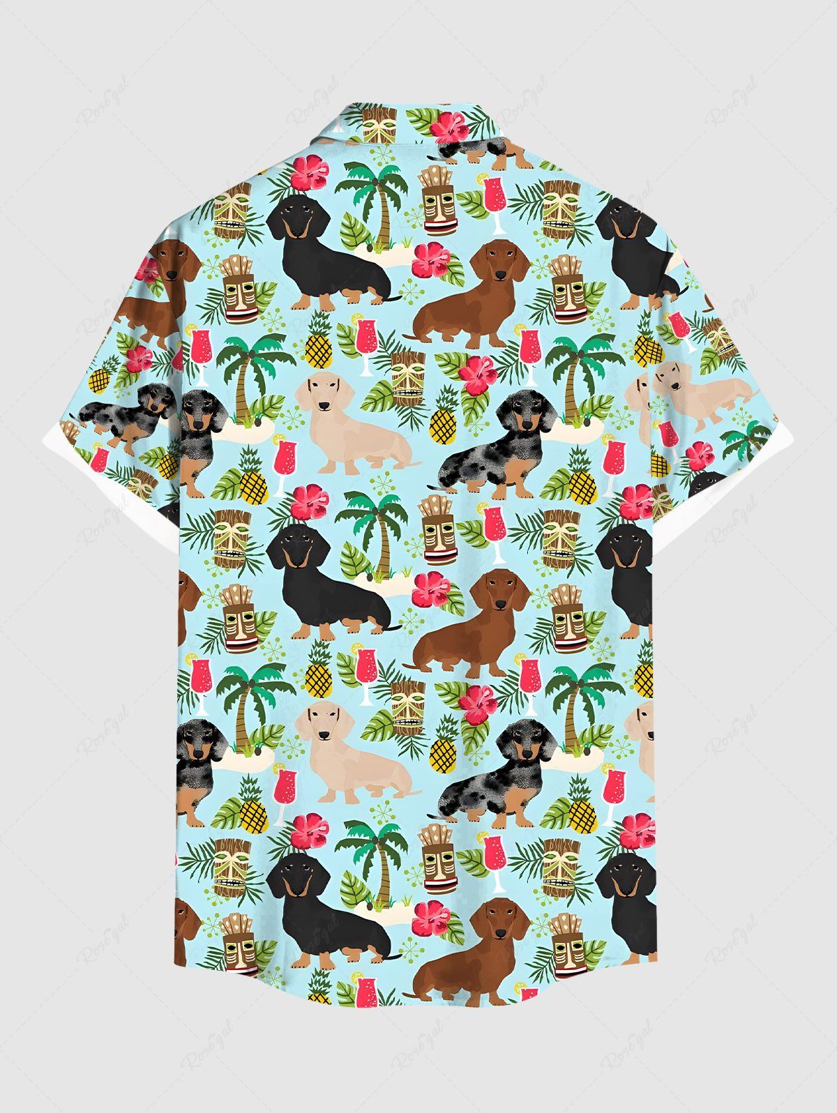 Dogs Coconut Tree Hibiscus Flowers Pineapple Print Hawaii Shirts Dog and Owner Matching Outfits