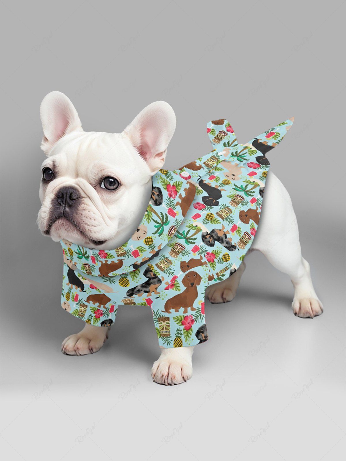 Pet's Dogs Coconut Tree Hibiscus Flowers Pineapple Print Hawaii Shirt