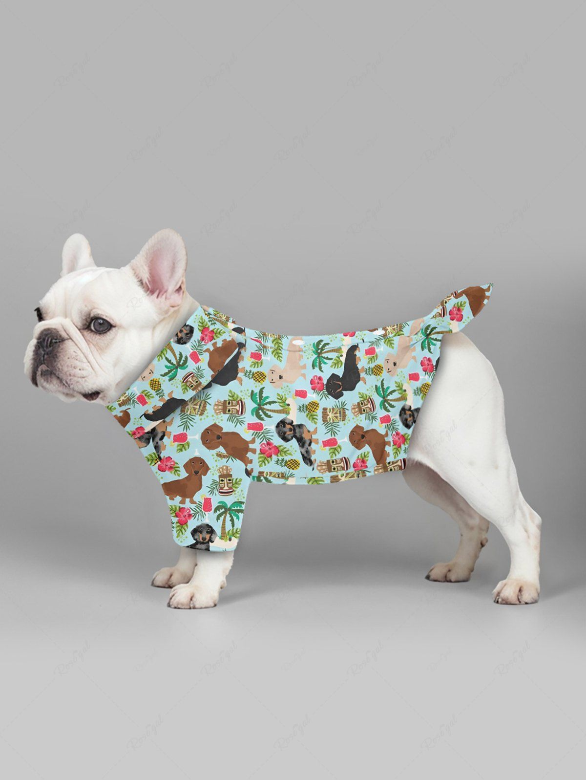 Pet's Dogs Coconut Tree Hibiscus Flowers Pineapple Print Hawaii Shirt