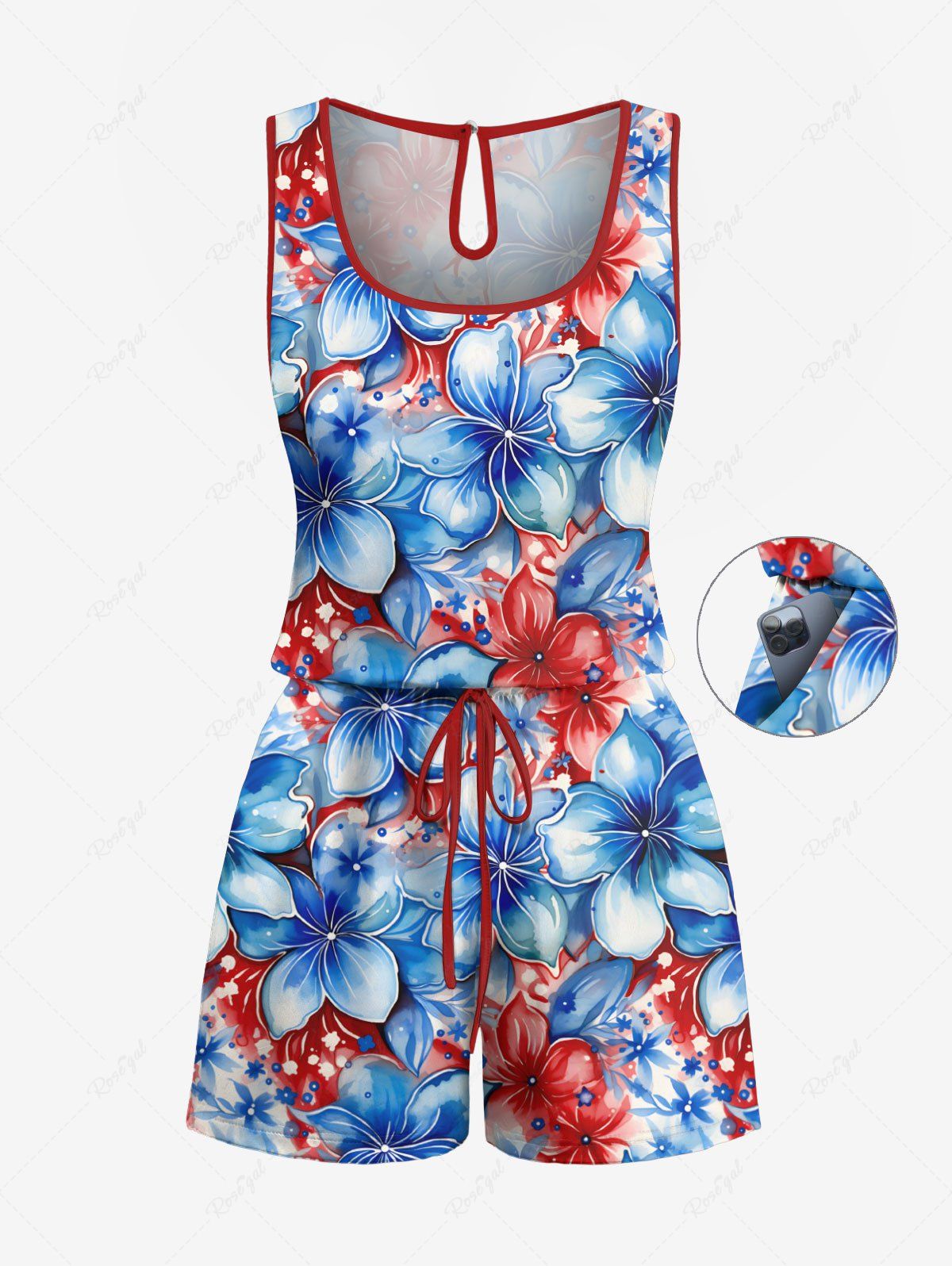 Patriotic American Flag Floral Printed Shirt Romper Dog And Owner Matching Outfits