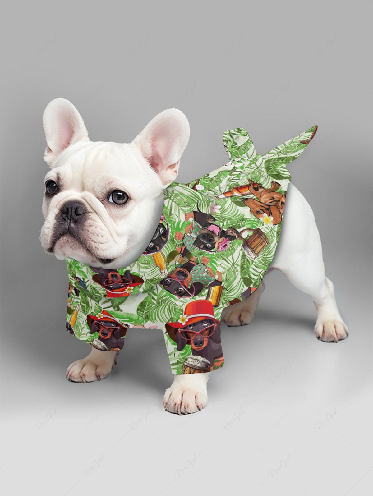 Pet's Dogs Beer Tropical Leaf Flowers Print Hawaii Shirt