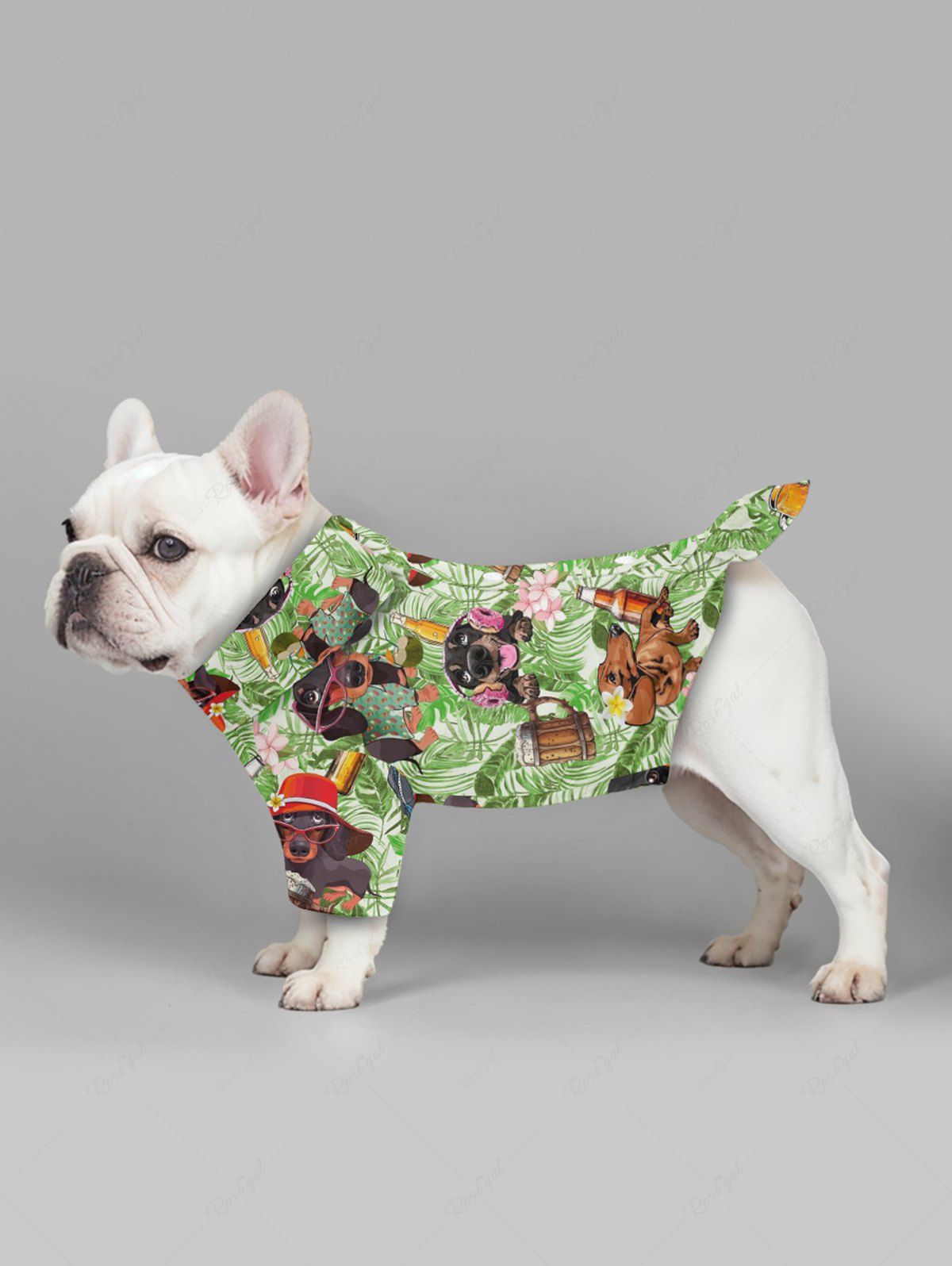Pet's Dogs Beer Tropical Leaf Flowers Print Hawaii Shirt