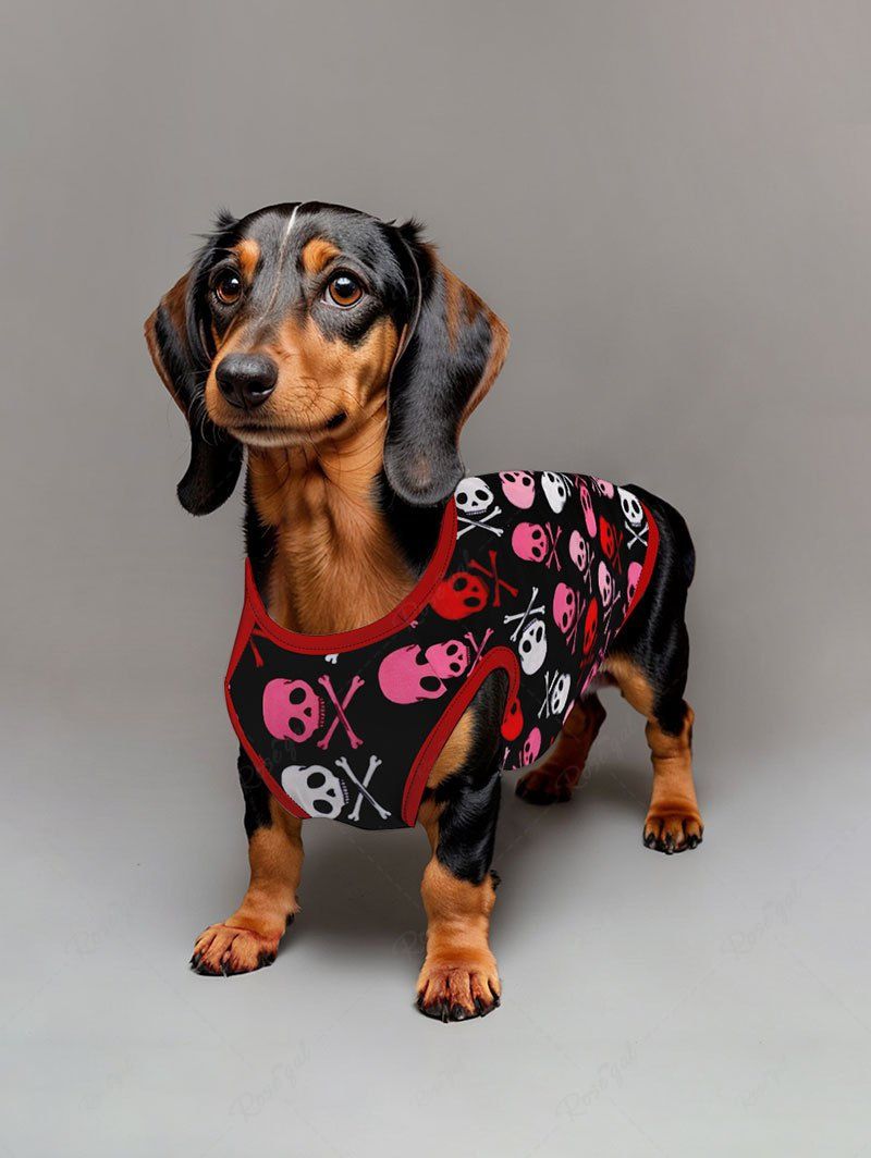 Pet's Colorful Skull Bone Print Tank Top