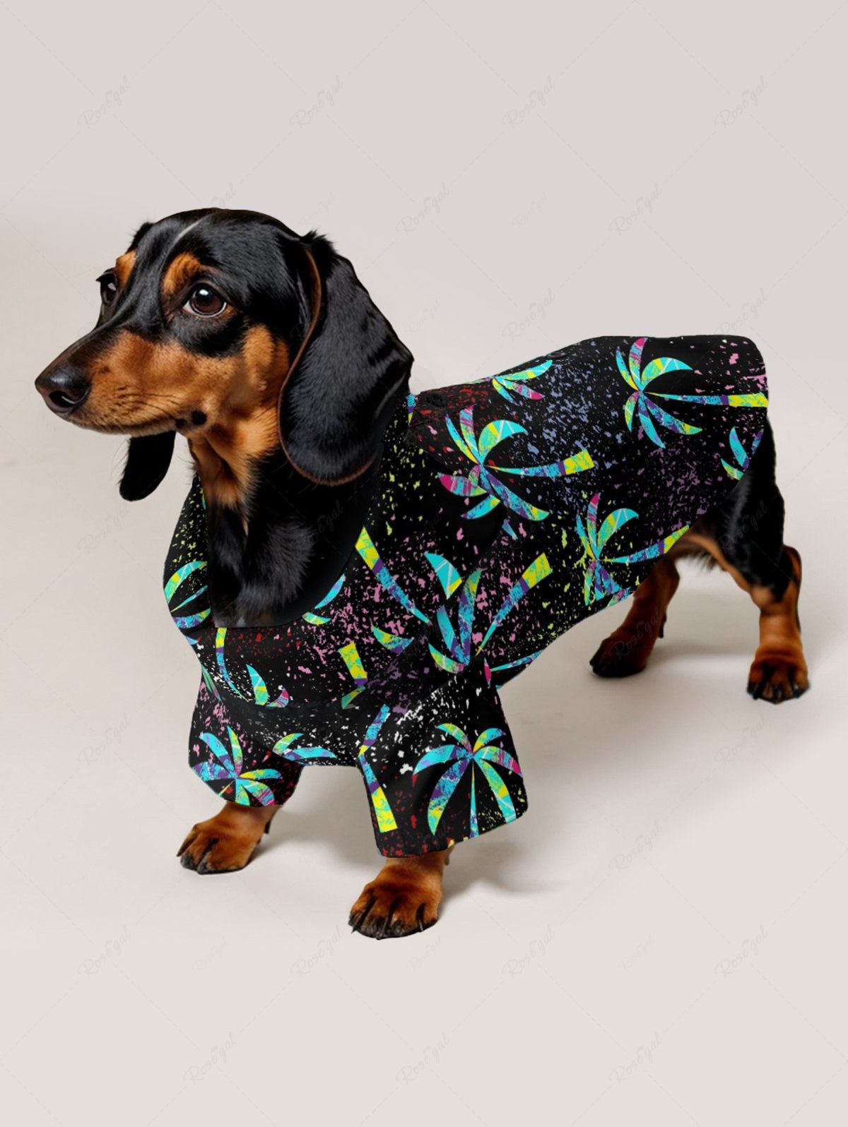 Pet's Coconut Tree Paint Splatter Print Hawaii Shirt